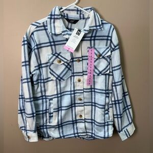 Women’s Shacket - Small - Blue / White Plaid Design